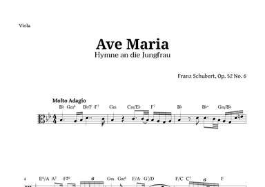 Ave Maria by Schubert for Viola with Chords (arr. Langanho)