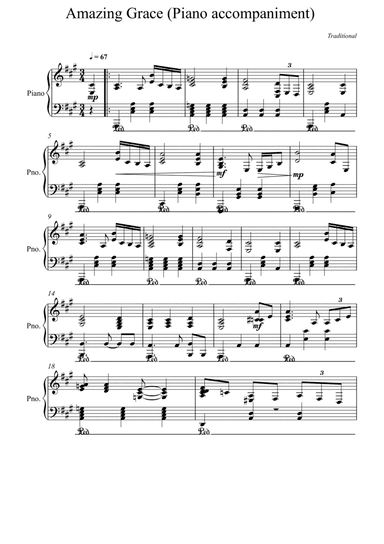 Amazing_Grace_Piano accompaniment - A Major key (arr. Albert van Niasky)