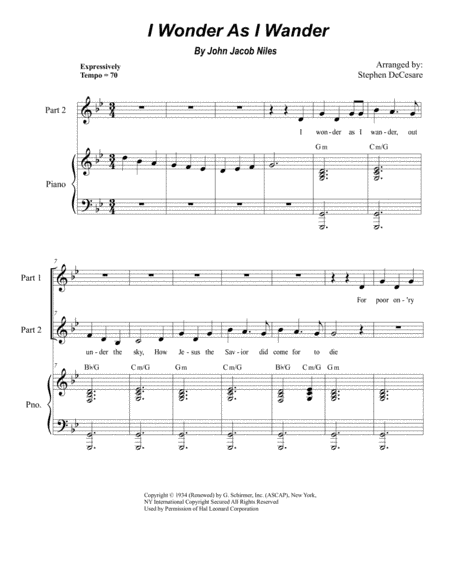 I Wonder As I Wander (arr. Stephen DeCesare)