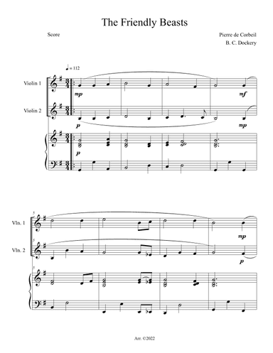 The Friendly Beasts (Violin Duet with Piano Accompaniment) (arr. B. C. Dockery)