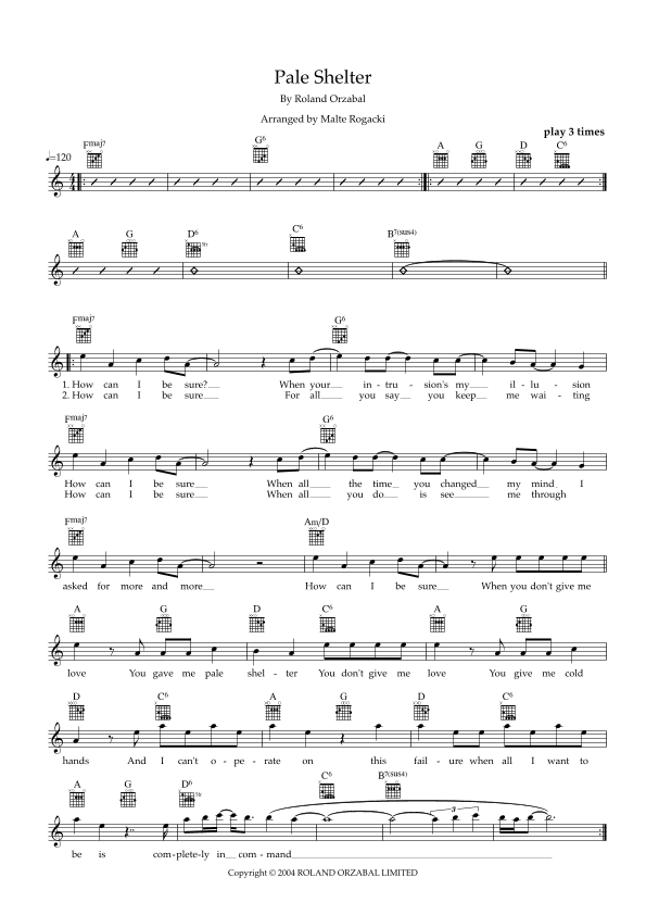 Pale Shelter (arr. Malte Rogacki)