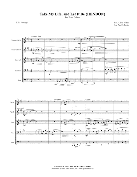 Take My Life and Let It Be (Brass Quintet) (arr. Paul S. Jones)