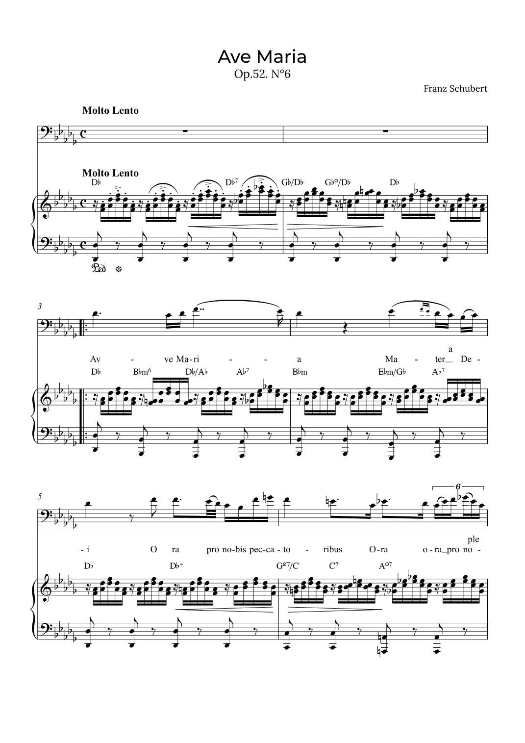 Ave Maria Schubert - Baritone with chords in Db (arr. Alex Nunes Rodrigues)