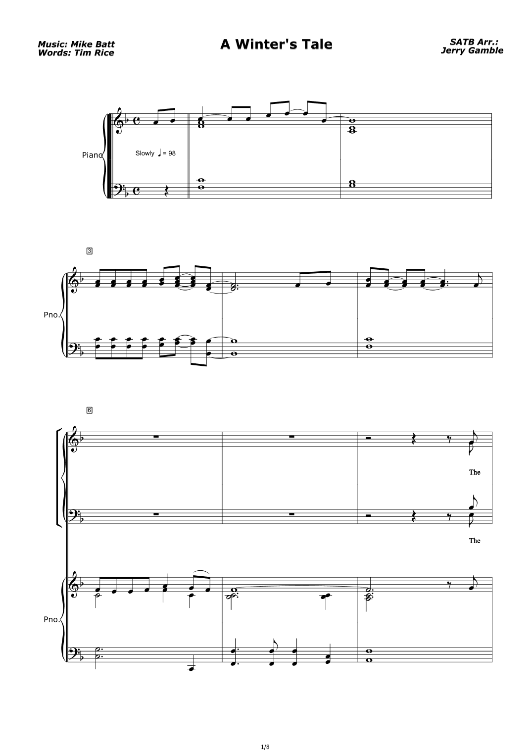 A Winter's Tale (arr. Jerry Gamble)