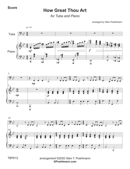 HOW GREAT THOU ART - TUBA solo with Piano Accompaniment (arr. Glen Poehlmann)