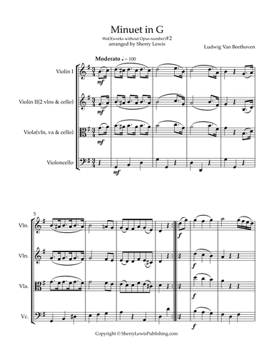 Minuet in G by Beethoven #2 -no opus (arr. Sherry Lewis)