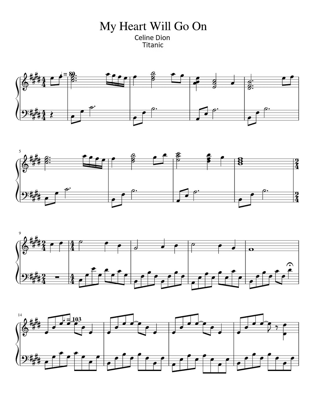 My Heart Will Go On (love Theme From 'titanic') (arr. Unknown)