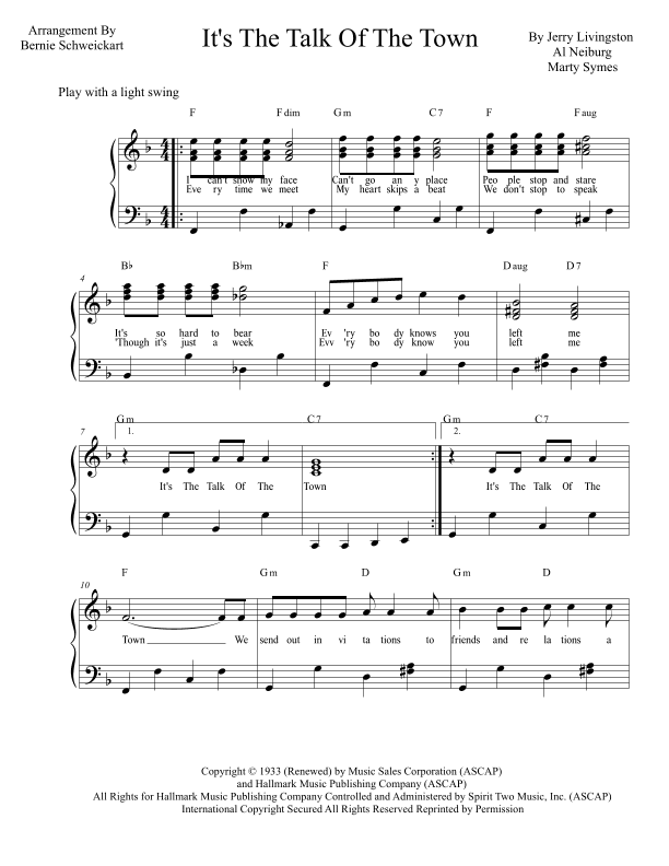 It's The Talk Of The Town (arr. Bernie Schweickart)