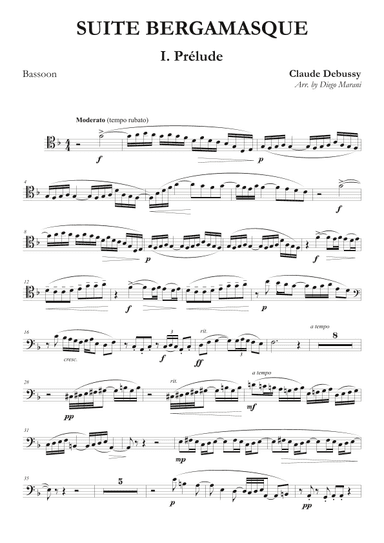 Prelude from "Suite Bergamasque" for Bassoon and Piano (arr. Diego Marani)