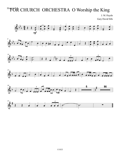 For Church Orcchestra O Worship the King Horn in F 1 (arr. Gary David Sills)