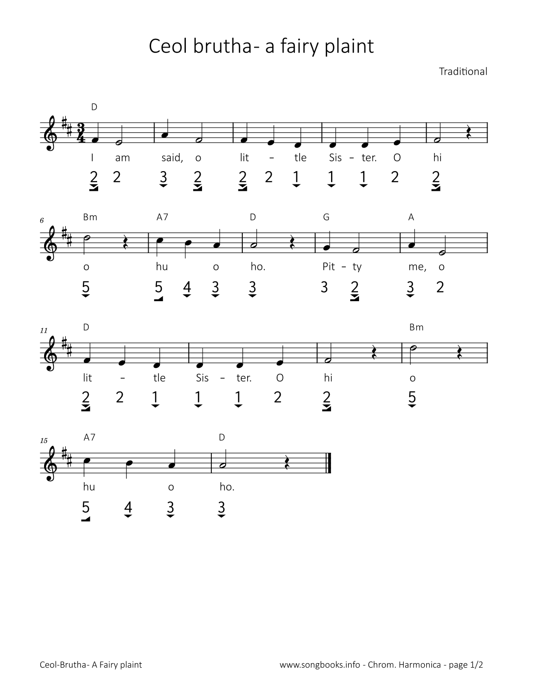 Ceol brutha - A Fairy plaint (arr. songbooks.info)