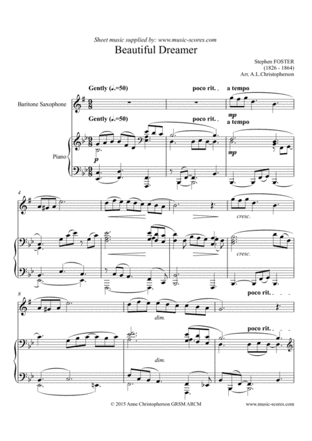 Beautiful Dreamer - Baritone Saxophone and Piano (arr. Anne L Christopherson GRSM ARCM)