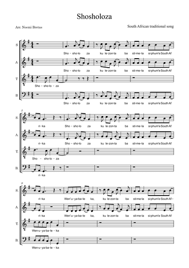 Shosholoza (South African) (arr. Noemi Bretas)