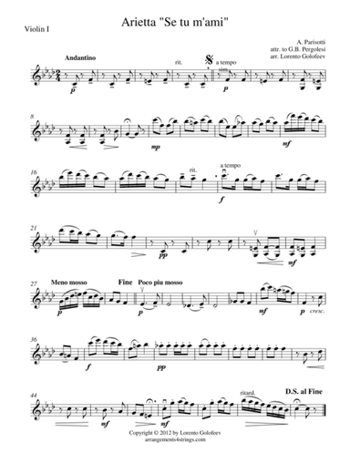 Arietta "Se tu m'ami" (arr. Lorento Golofeev)