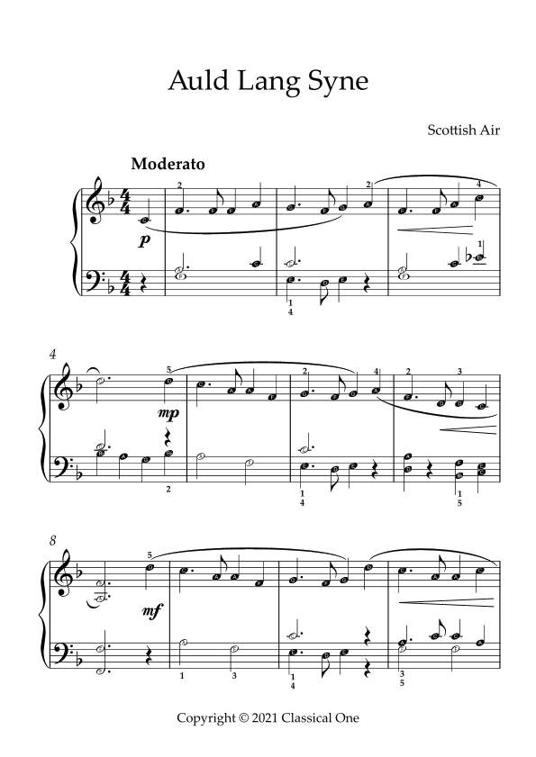 Scottish Air - Auld Lang Syne(With Note name) (arr. MPS)