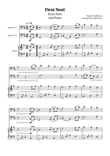 The First Noel - Horn Duet with Piano (arr. Valdir Maia)