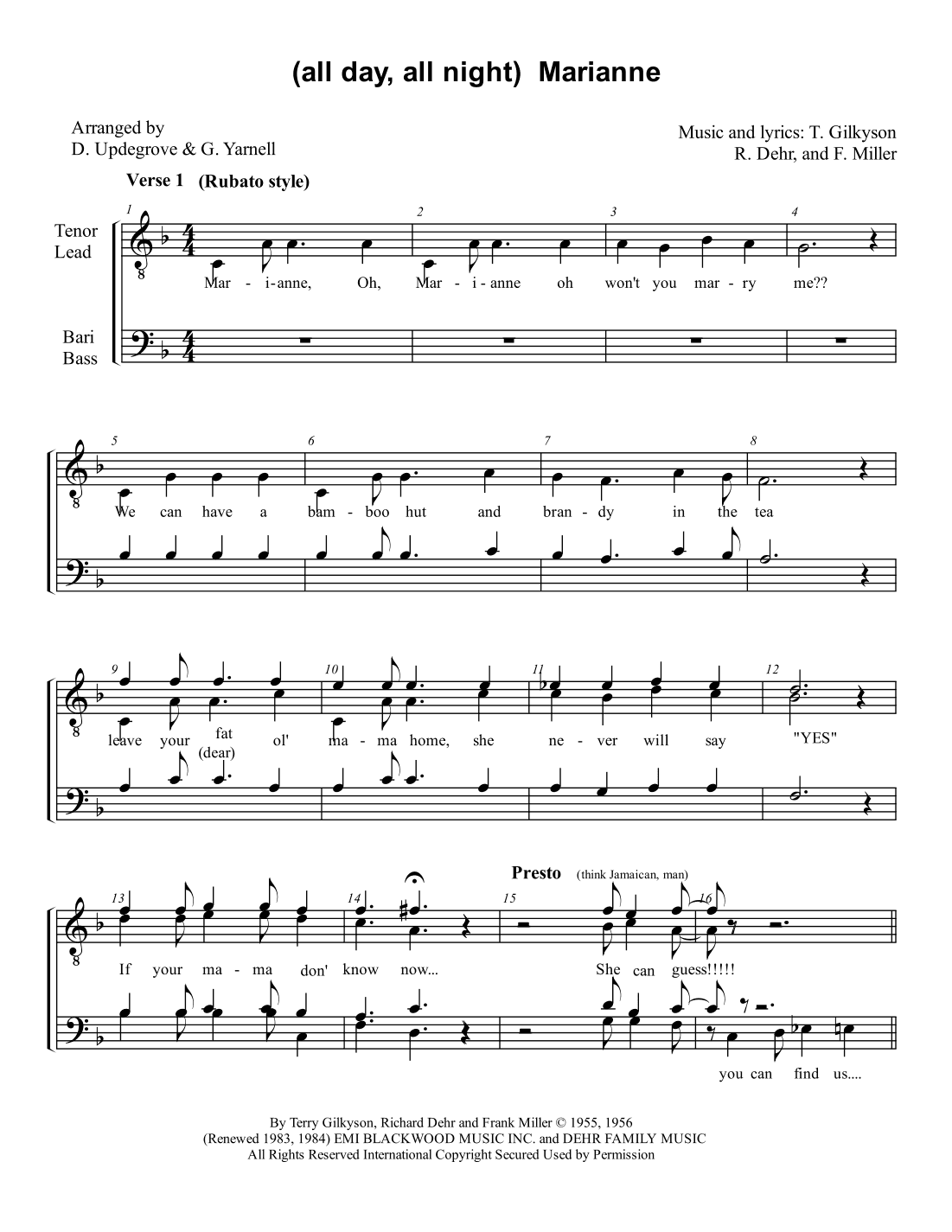 Marianne (all Day, All Night, Marianne) (arr. Donald Updegrove)