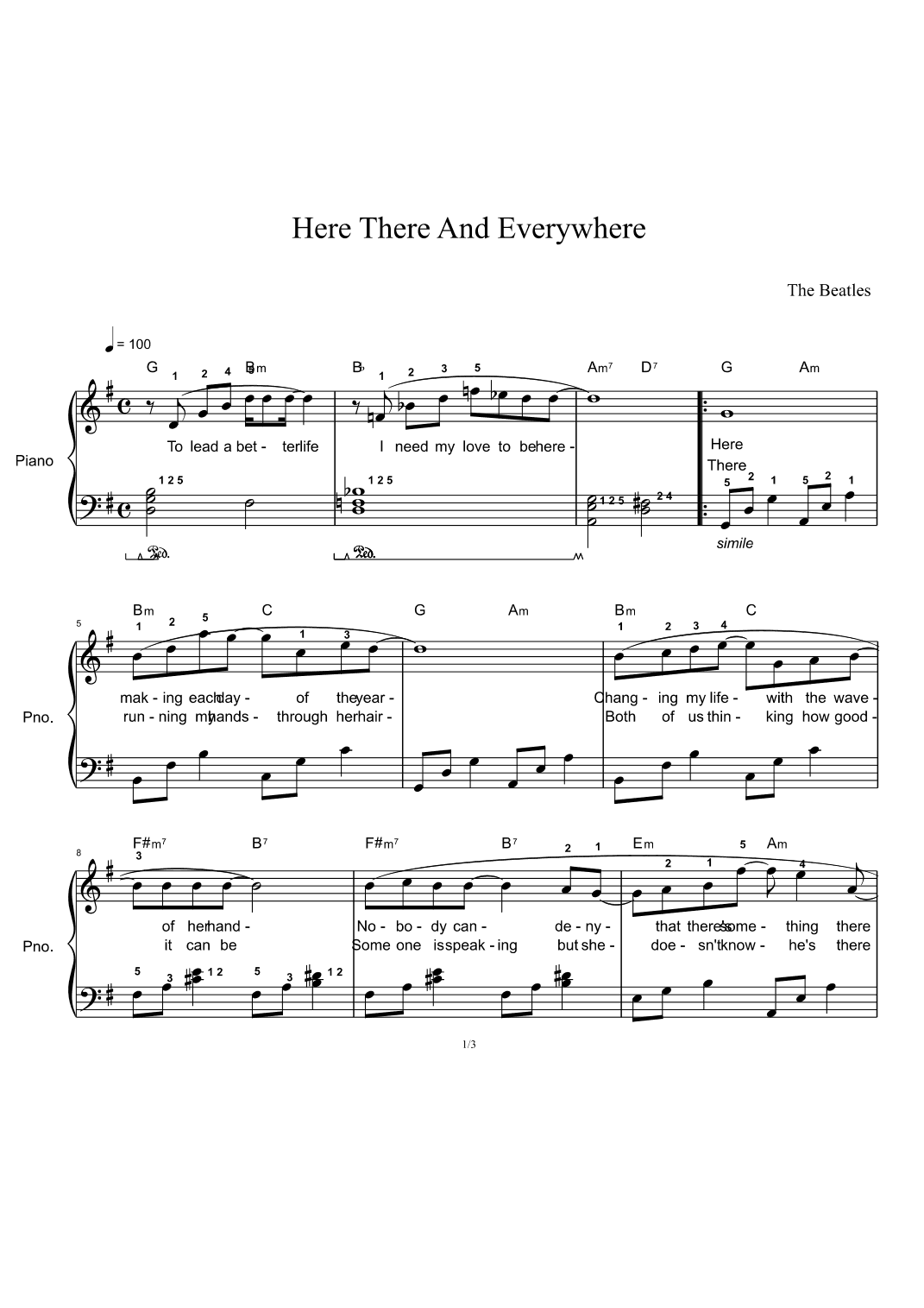 Here, There And Everywhere (arr. The Beatles)