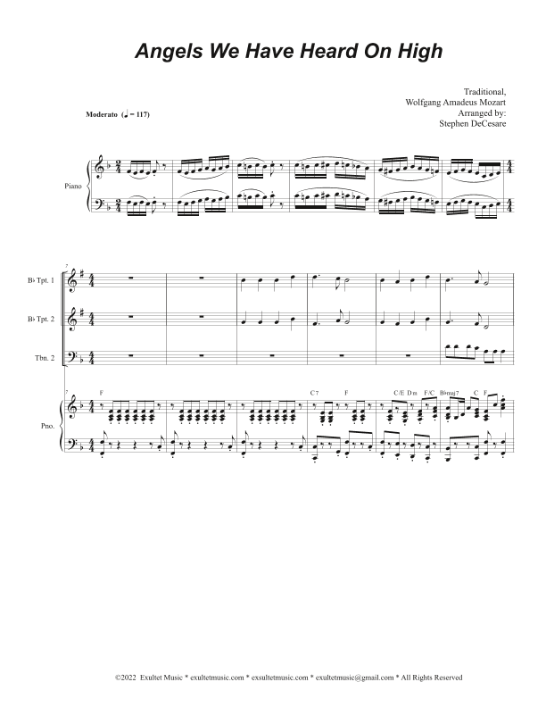 Angels We Have Heard On High (Brass Quartet and Piano - Alternate Version) (arr. Stephen DeCesare)