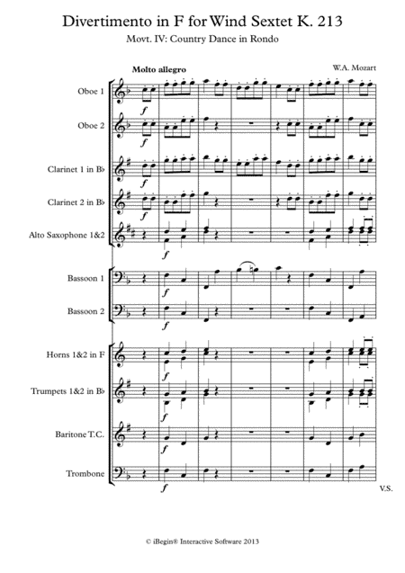 Mozart K. 213 Country Dance in Rondo (arr. Bob Hayden-Gilbert)