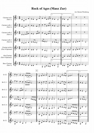 Rock of Ages (Maoz Zur) - Clarinet Ensembles (arr. Rotem Weinberg)
