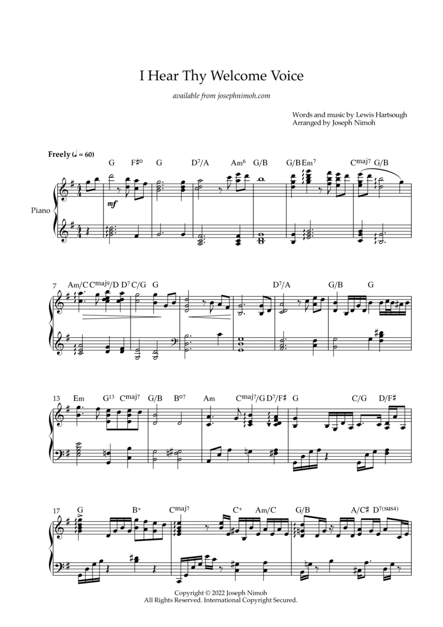I Hear Thy Welcome Voice - Solo Piano (arr. Joseph Nimoh)