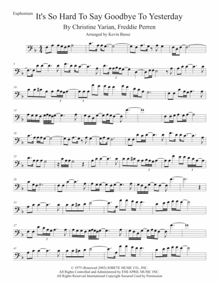 It's So Hard To Say Goodbye To Yesterday (arr. Kevin Busse)
