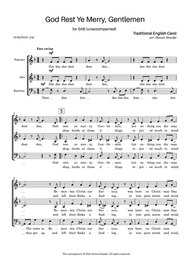 God Rest Ye Merry, Gentlemen (jazz SAB) (arr. Arranged Steven Stanke)