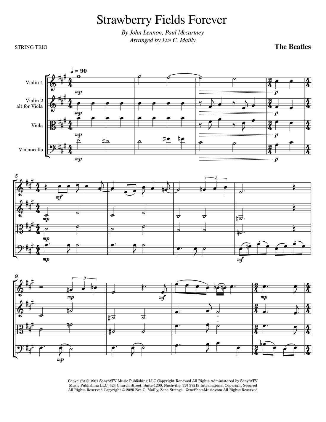 Strawberry Fields Forever (arr. Eve C. Mailly - Zene Strings)