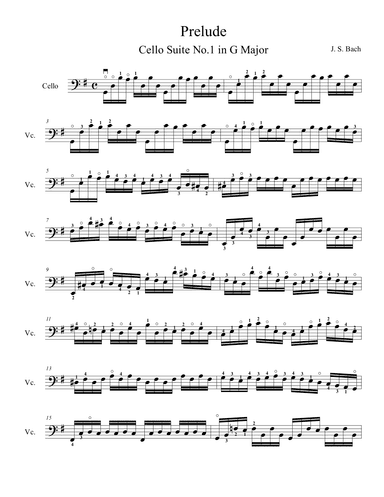 Prelude from Cello Suite No.1 in G Major (arr. Cellopedia)