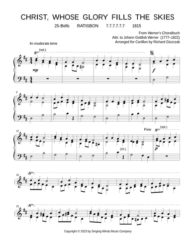 25B. Christ, Whose Glory Fills the Skies (RATISBON) (arr. Richard Giszczak)