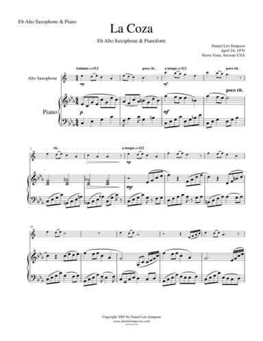 La Coza for Alto Saxophone & Piano