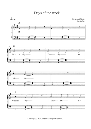 Days of the Week (nursery rhymes for easy piano)