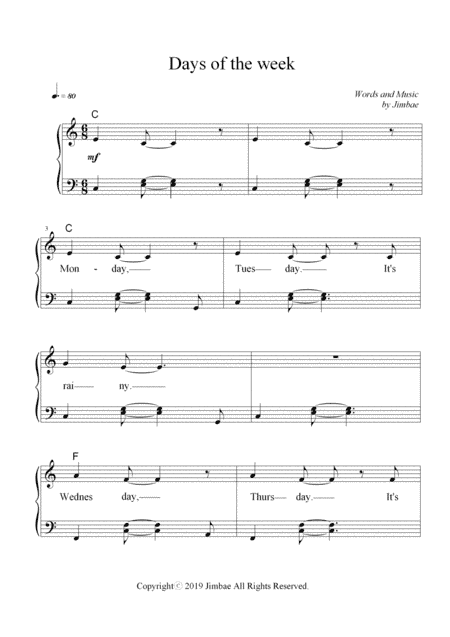 Days of the Week (nursery rhymes for easy piano)