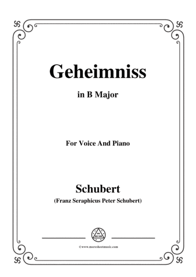 Schubert-Geheimniss(Mayrhofer),in B Major,for Voice&Piano (arr. MSM)