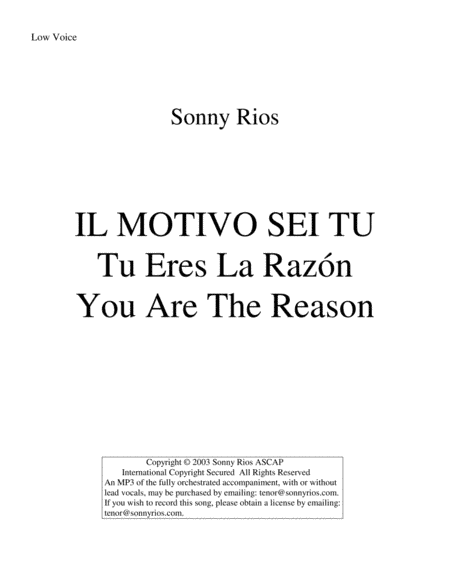 IL MOTIVO SEI TU