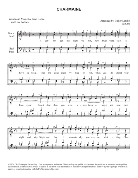 Charmaine (arr. Walter Latzko)