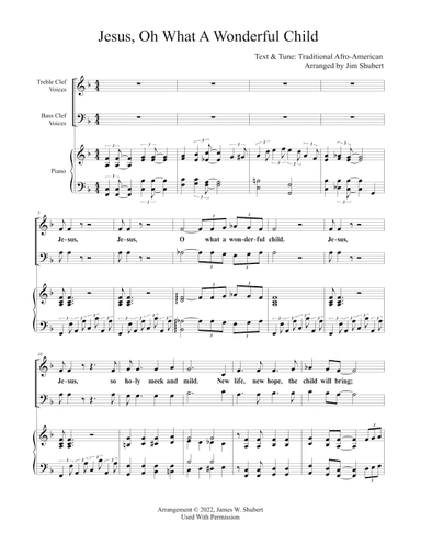 Jesus, Oh What A Wonderful Child (arr. Jim Shubert)