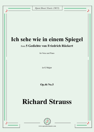 Richard Strauss-Ich sehe wie in einem Spiegel,in G Major,Op.46 No.5 (arr. OSM Press)
