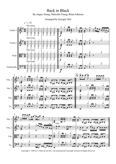 Back In Black (arr. Georgia Vale)
