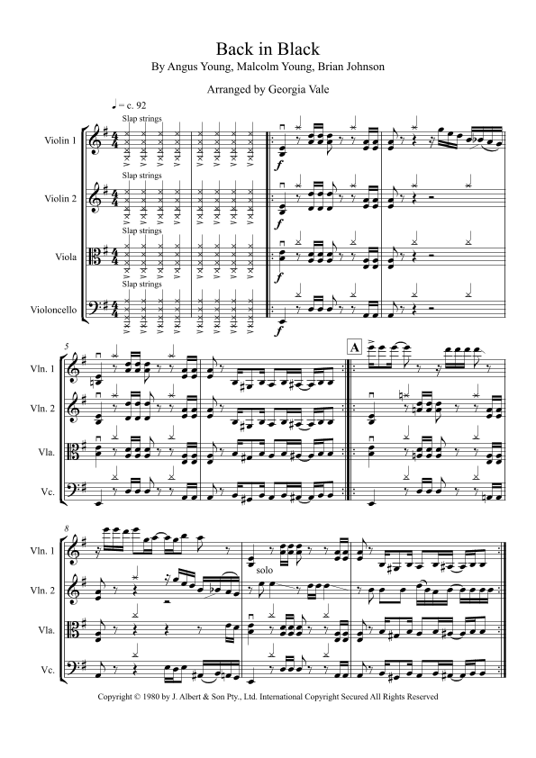 Back In Black (arr. Georgia Vale)
