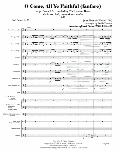 O Come, All Ye Faithful [London Brass] (full score & set of parts) (arr. Leslie Pearson, Patrick Sheehan)