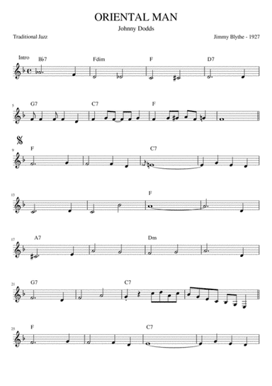 Oriental Man (Lead Sheet) Traditional Jazz (arr. Alex Farre)