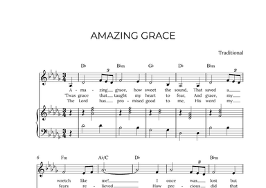 AMAZING GRACE - for piano and alto in Db major with chords (arr. Alex Nunes Rodrigues)