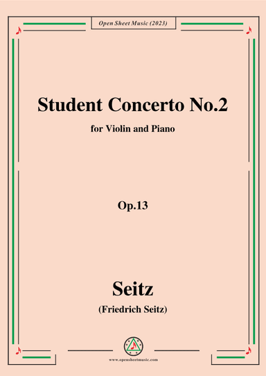Seitz-Student Concerto No.2,Op.13,in G Major,for Violin and Piano (arr. OSM Press)