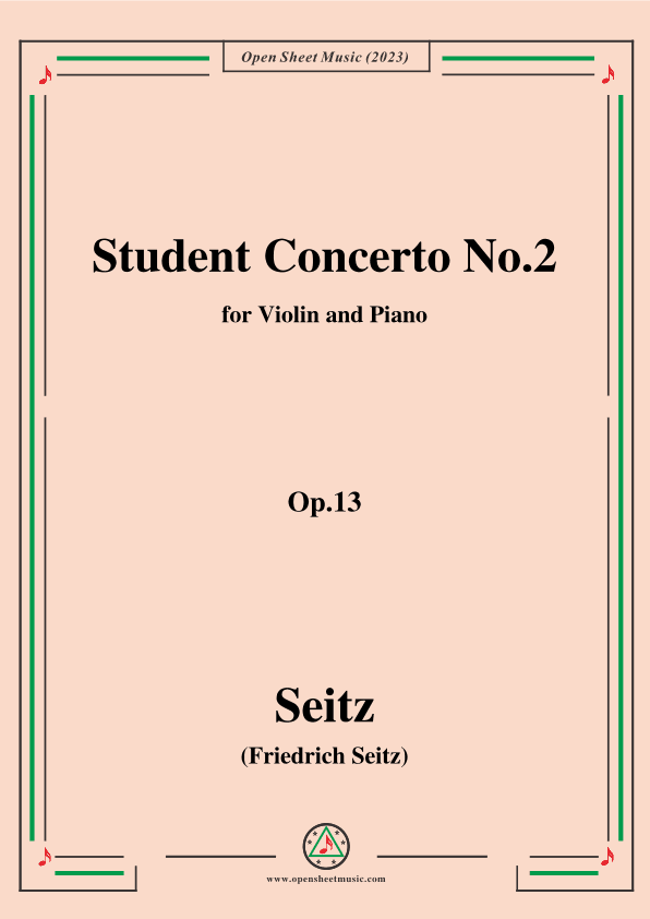 Seitz-Student Concerto No.2,Op.13,in G Major,for Violin and Piano (arr. OSM Press)