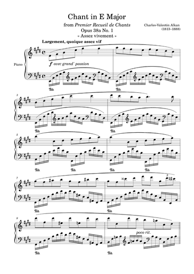 Chant Opus 38a No. 1 in E Major (arr. Zachary Corbett)