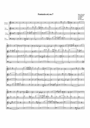 Fantazia no.7 (arrangement for 4 recorders (SATB)) (arr. Gil Garty)