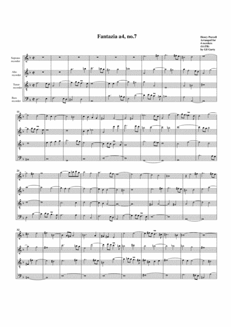 Fantazia no.7 (arrangement for 4 recorders (SATB)) (arr. Gil Garty)