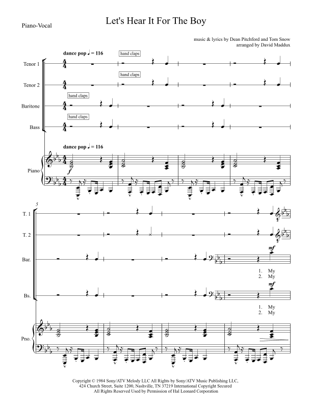 Let's Hear It For The Boy (arr. David Maddux)